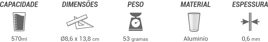 especificacao copo aluminio