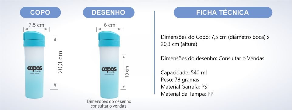 ficha tecnica garrafa degrade loja copos