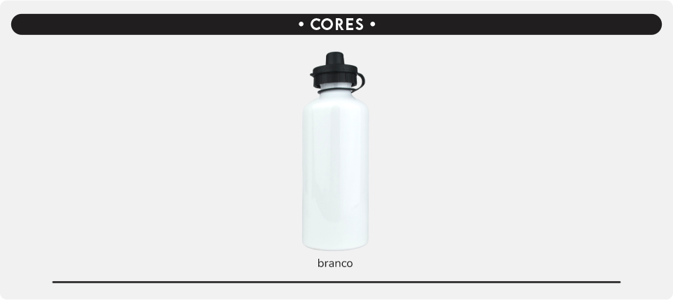 cores garrafa aluminio squeeze branco 600ml tampa dupla loja copos