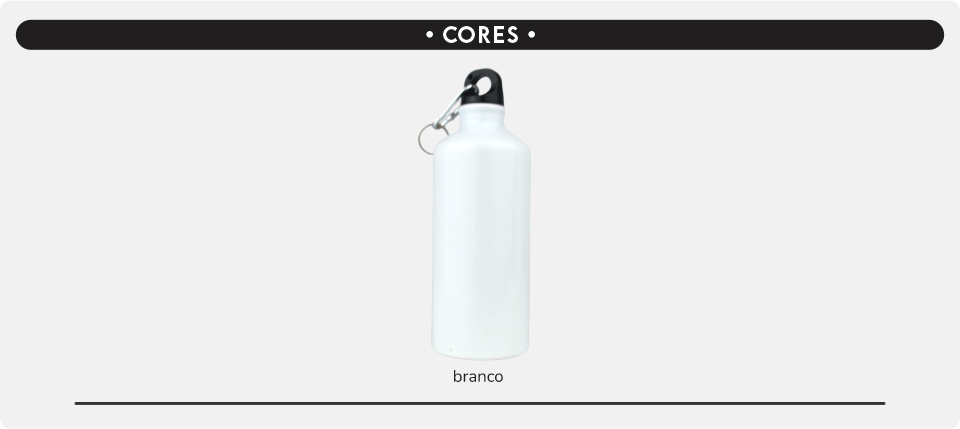 cores garrafa aluminio squeeze branco 600ml mosquetao loja copos