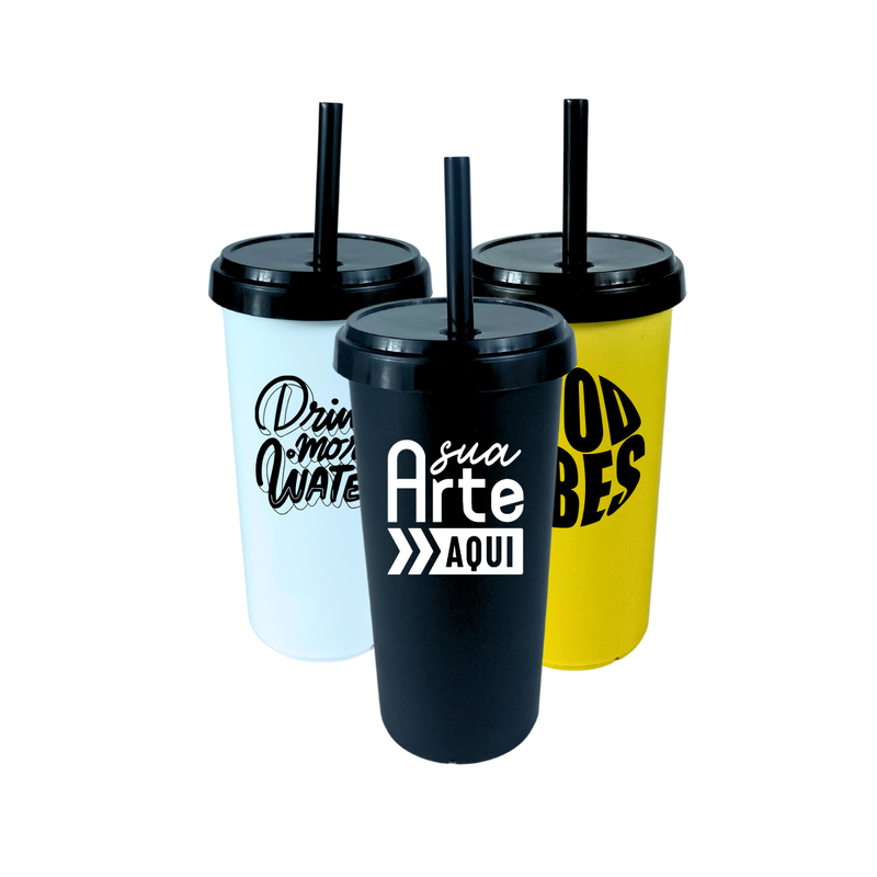 copo eco personalizado 450ml tampa canudo