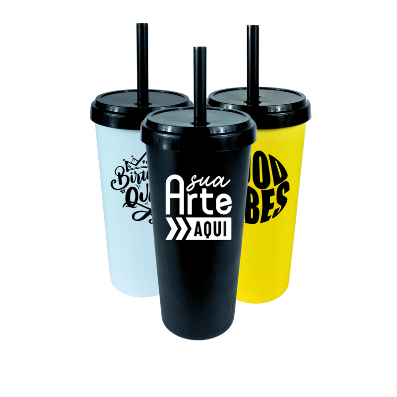 copo eco personalizado 520ml tampa canudo