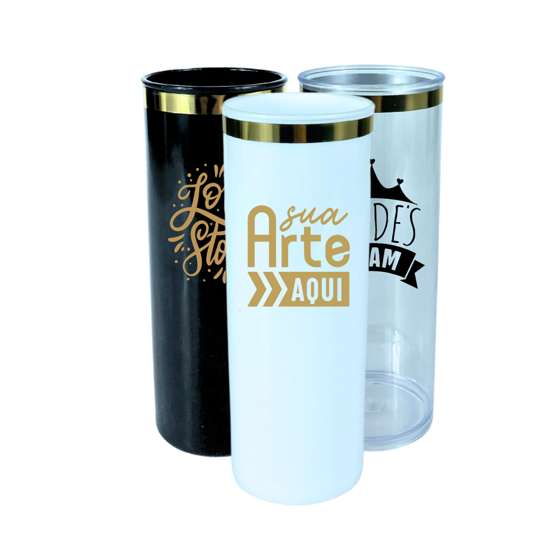 copo long drink acrilico personalizado 350ml borda metalizada