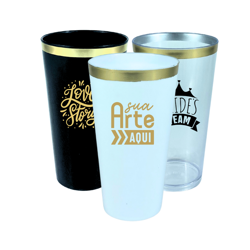 copo caldereta acrilico personalizado 320ml borda metalizada